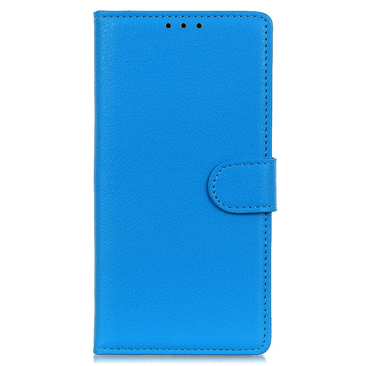 For Google Pixel 7 Litchi Texture PU Leather Folio Flip Case Wallet Viewing Stand Phone Cover - Blue