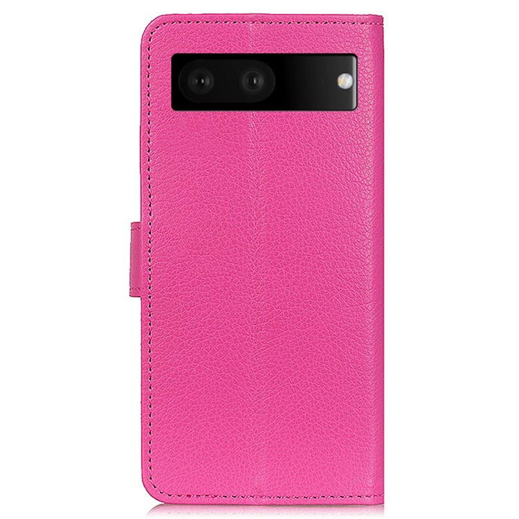 For Google Pixel 7 Litchi Texture PU Leather Folio Flip Case Wallet Viewing Stand Phone Cover - Rose