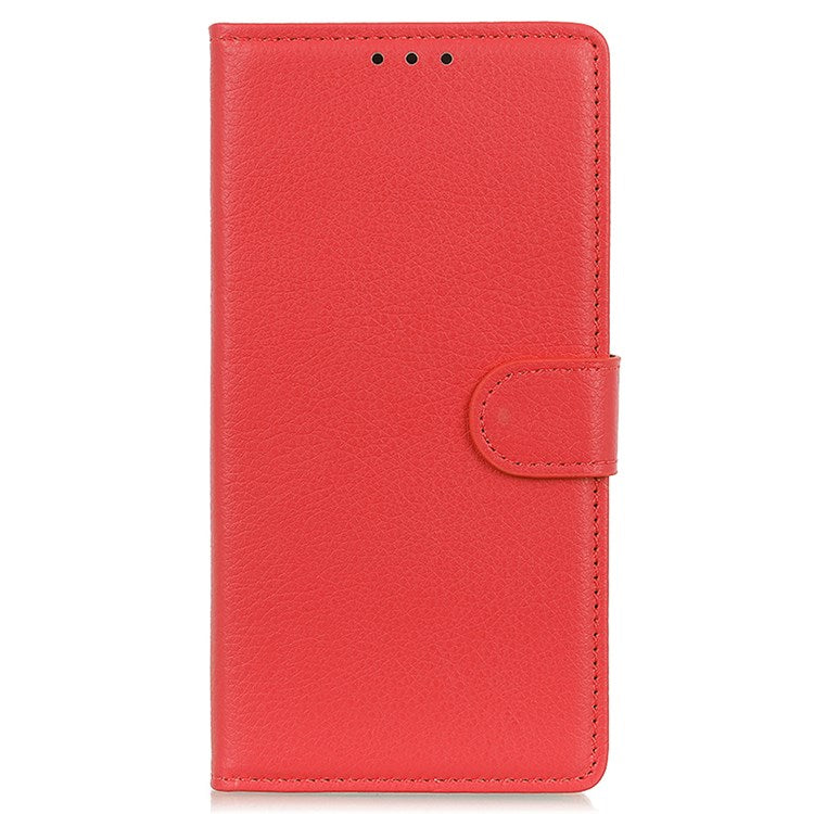 For Google Pixel 7 Litchi Texture PU Leather Folio Flip Case Wallet Viewing Stand Phone Cover - Red