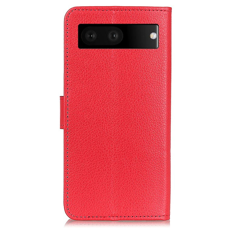 For Google Pixel 7 Litchi Texture PU Leather Folio Flip Case Wallet Viewing Stand Phone Cover - Red