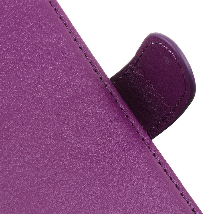 For Google Pixel 7 Litchi Texture PU Leather Folio Flip Case Wallet Viewing Stand Phone Cover - Purple