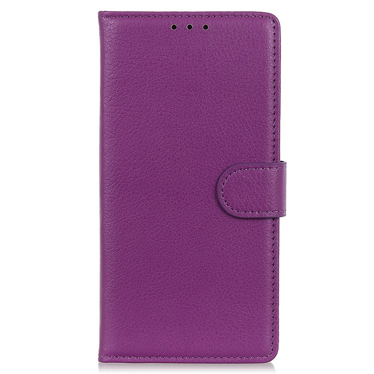 For Google Pixel 7 Litchi Texture PU Leather Folio Flip Case Wallet Viewing Stand Phone Cover - Purple