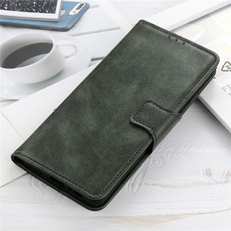 For Google Pixel 7 Shockproof Phone Case Crazy Horse Texture PU Leather Wallet Stand Protective Cover - Blackish Green