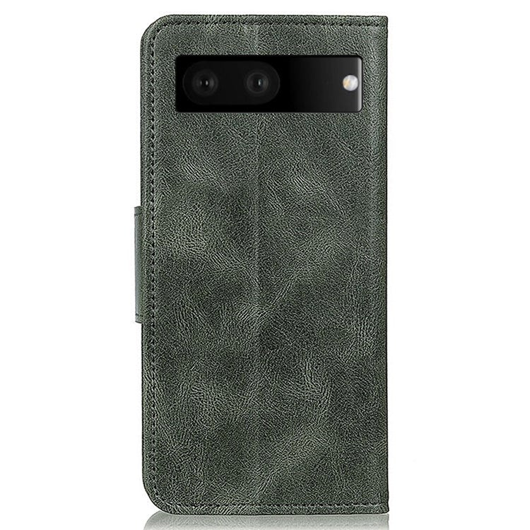 For Google Pixel 7 Shockproof Phone Case Crazy Horse Texture PU Leather Wallet Stand Protective Cover - Blackish Green