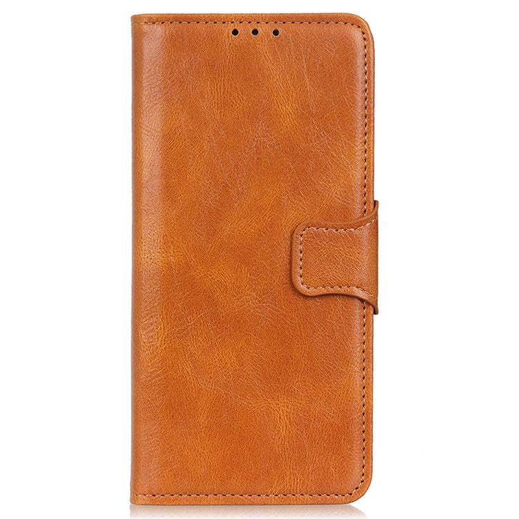 For Google Pixel 7 Shockproof Phone Case Crazy Horse Texture PU Leather Wallet Stand Protective Cover - Brown