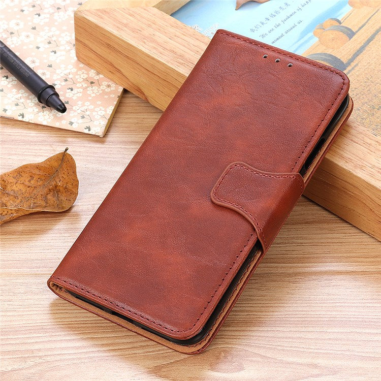 For Google Pixel 7 Wallet Stand Crazy Horse Texture Phone Case Split Leather + TPU Protective Cover - Brown