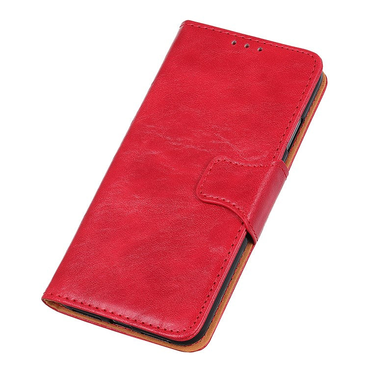 For Google Pixel 7 Wallet Stand Crazy Horse Texture Phone Case Split Leather + TPU Protective Cover - Red