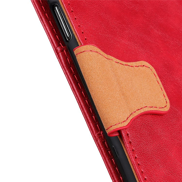 For Google Pixel 7 Wallet Stand Crazy Horse Texture Phone Case Split Leather + TPU Protective Cover - Red