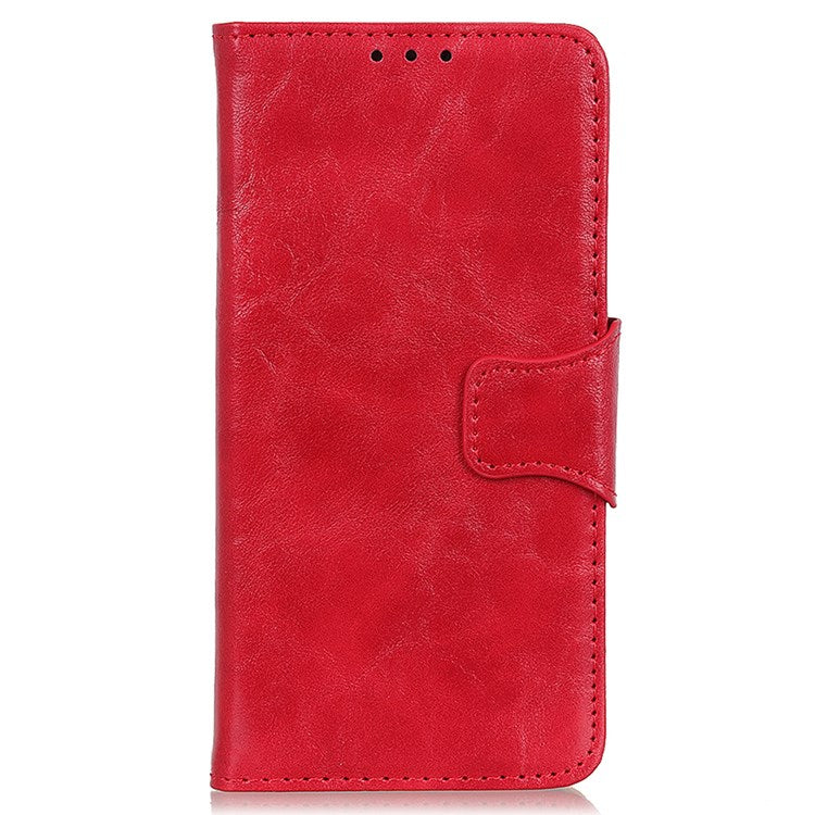 For Google Pixel 7 Wallet Stand Crazy Horse Texture Phone Case Split Leather + TPU Protective Cover - Red