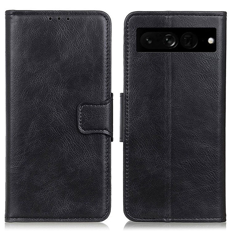 For Google Pixel 7 Pro 5G PU Leather Crazy Horse Texture Stand Wallet Cover Anti-fall Mobile Phone Flip Case - Black