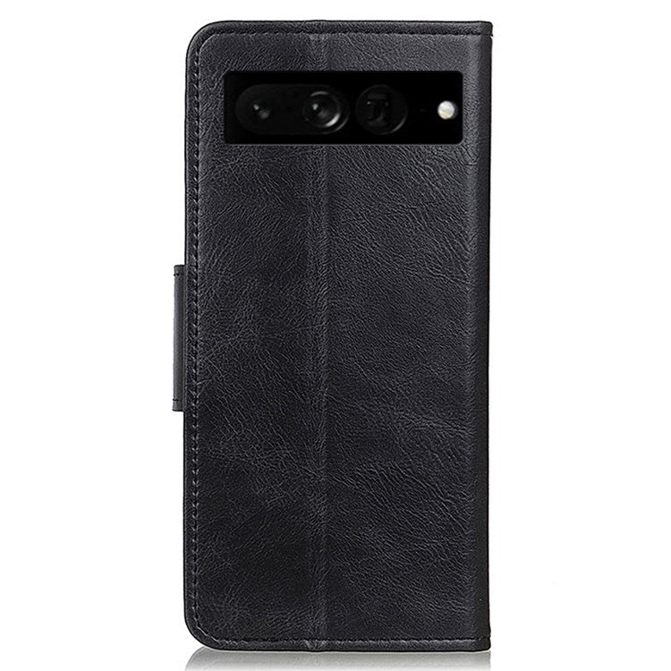 For Google Pixel 7 Pro 5G PU Leather Crazy Horse Texture Stand Wallet Cover Anti-fall Mobile Phone Flip Case - Black