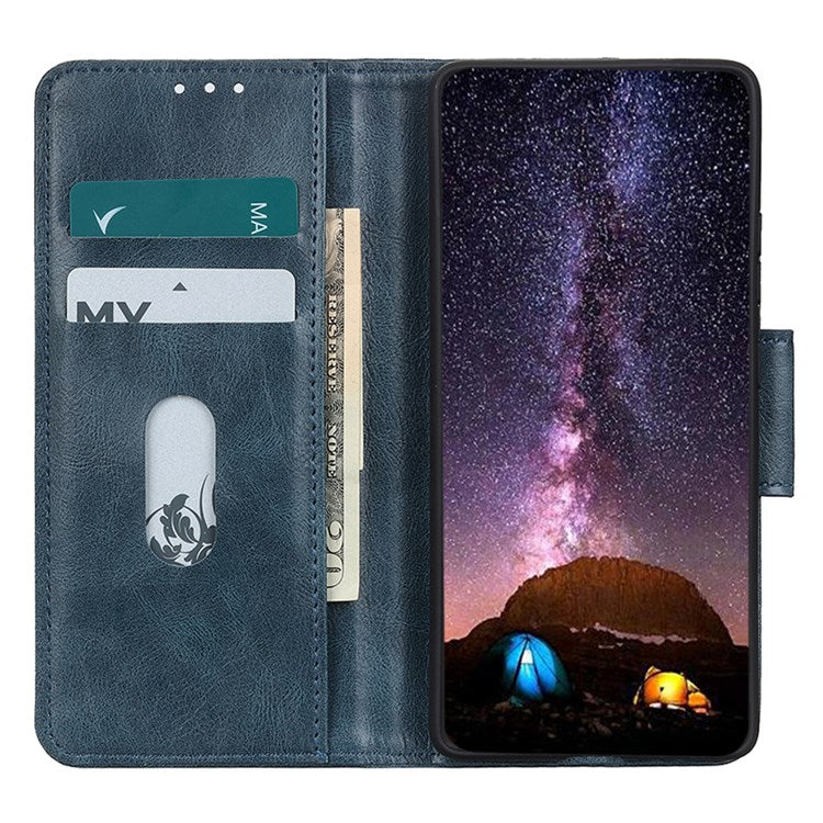 For Google Pixel 7 Pro 5G PU Leather Crazy Horse Texture Stand Wallet Cover Anti-fall Mobile Phone Flip Case - Blue