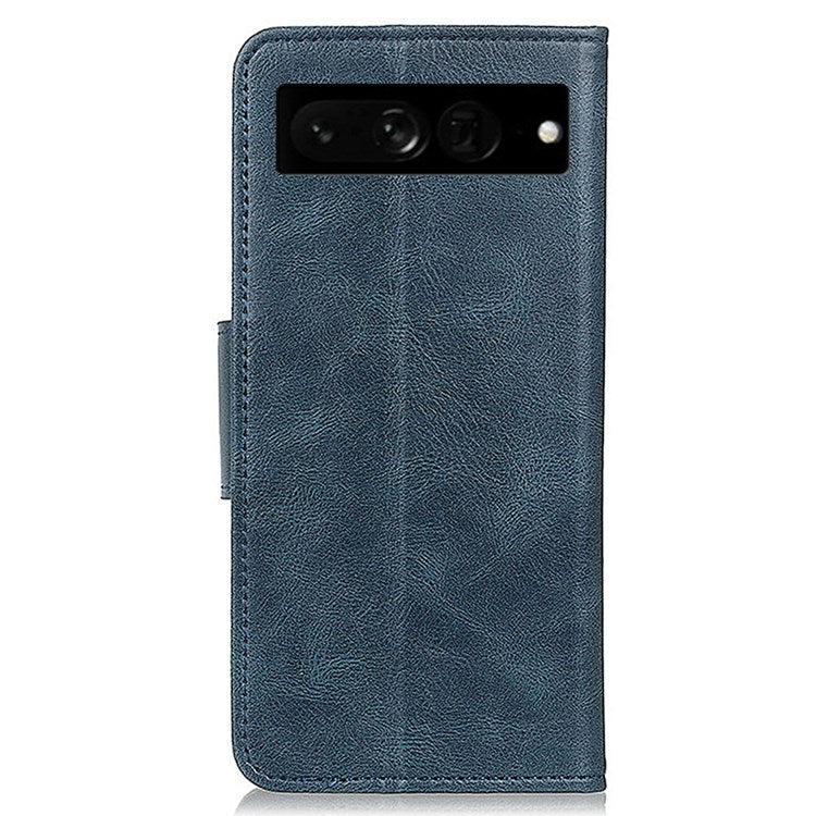 For Google Pixel 7 Pro 5G PU Leather Crazy Horse Texture Stand Wallet Cover Anti-fall Mobile Phone Flip Case - Blue