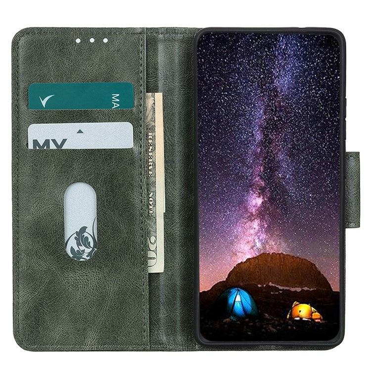 For Google Pixel 7 Pro 5G PU Leather Crazy Horse Texture Stand Wallet Cover Anti-fall Mobile Phone Flip Case - Blackish Green