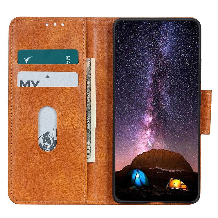 For Google Pixel 7 Pro 5G PU Leather Crazy Horse Texture Stand Wallet Cover Anti-fall Mobile Phone Flip Case - Brown