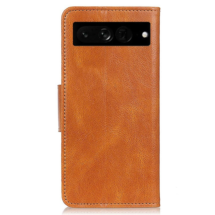 For Google Pixel 7 Pro 5G PU Leather Crazy Horse Texture Stand Wallet Cover Anti-fall Mobile Phone Flip Case - Brown