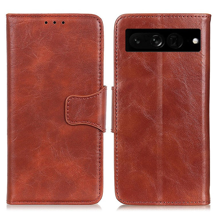 For Google Pixel 7 Pro 5G Crazy Horse Texture Split Leather Stand Case Anti-scratch Mobile Phone Wallet Cover - Brown