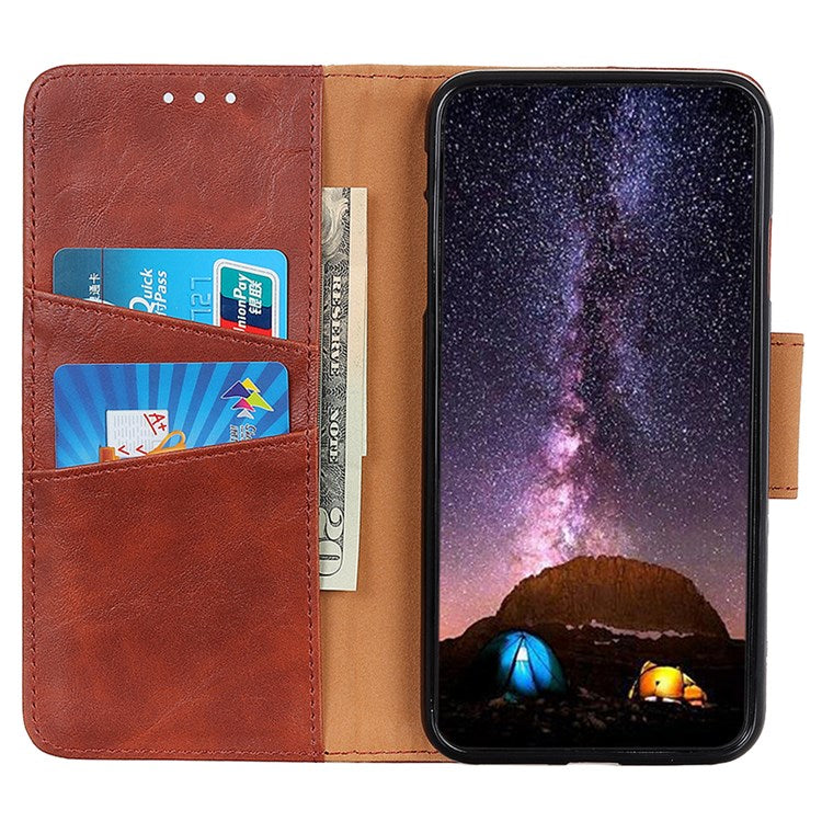 For Google Pixel 7 Pro 5G Crazy Horse Texture Split Leather Stand Case Anti-scratch Mobile Phone Wallet Cover - Brown