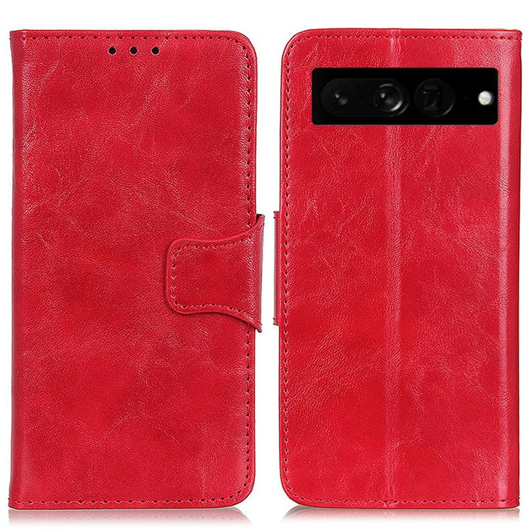 For Google Pixel 7 Pro 5G Crazy Horse Texture Split Leather Stand Case Anti-scratch Mobile Phone Wallet Cover - Red