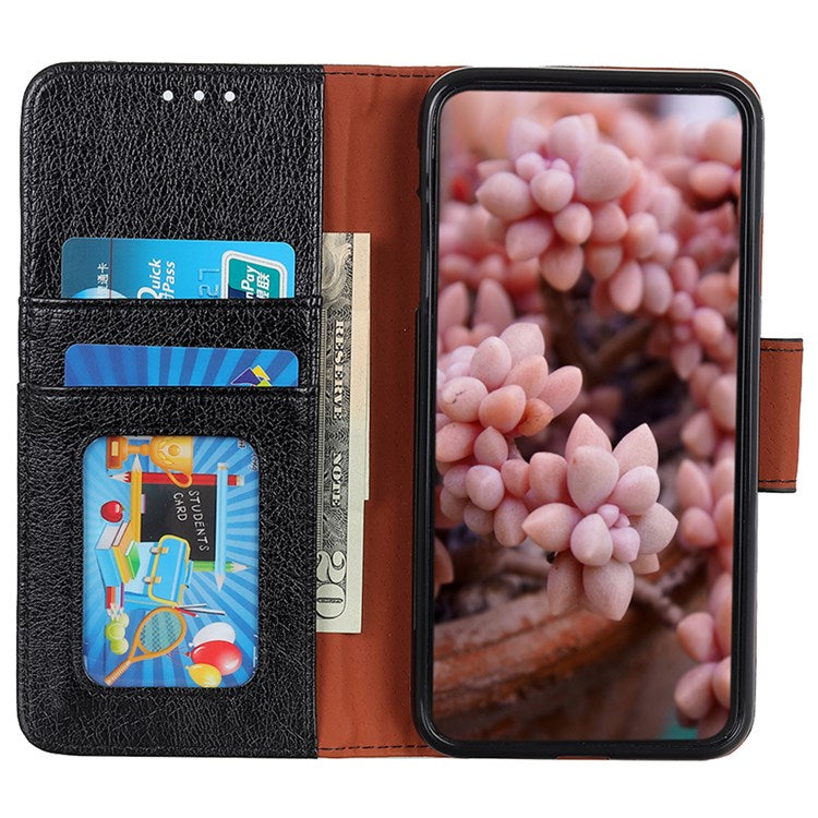 Nappa Texture Phone Case for Google Pixel 7 Pro 5G Drop-proof Split Leather Stand Wallet Cover - Black