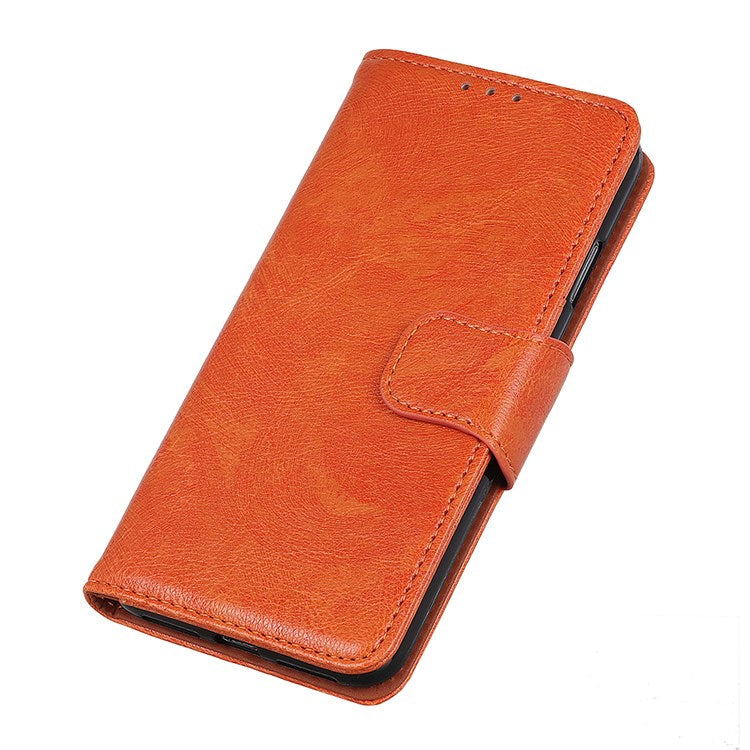 Nappa Texture Phone Case for Google Pixel 7 Pro 5G Drop-proof Split Leather Stand Wallet Cover - Orange