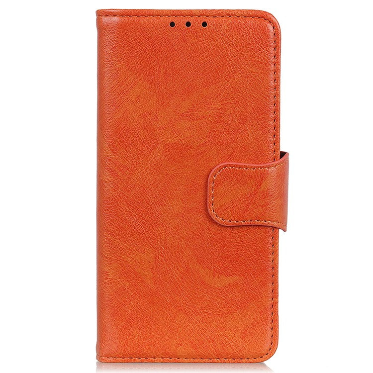 Nappa Texture Phone Case for Google Pixel 7 Pro 5G Drop-proof Split Leather Stand Wallet Cover - Orange