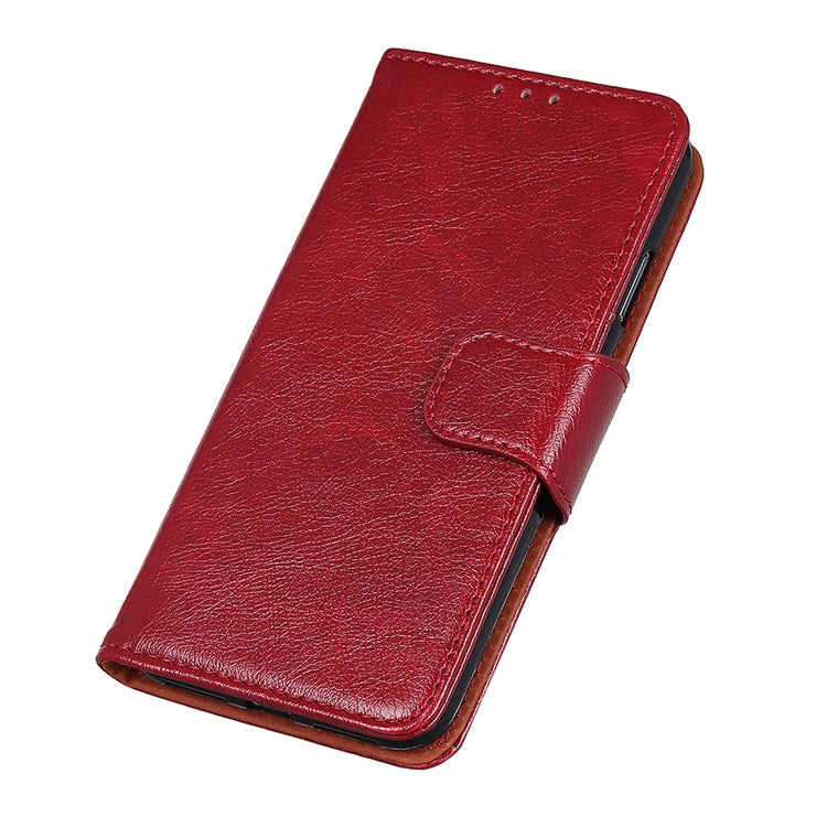 Nappa Texture Phone Case for Google Pixel 7 Pro 5G Drop-proof Split Leather Stand Wallet Cover - Red