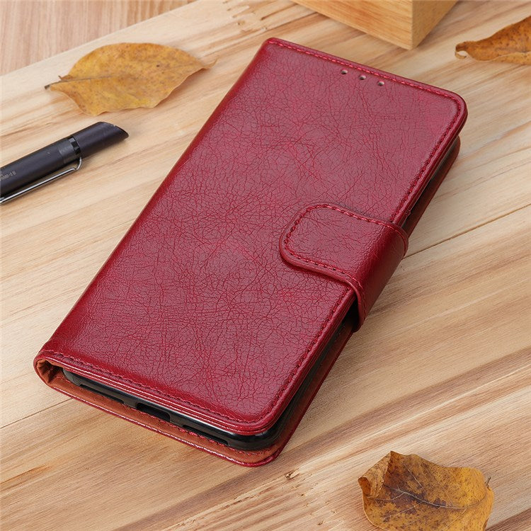 Nappa Texture Phone Case for Google Pixel 7 Pro 5G Drop-proof Split Leather Stand Wallet Cover - Red