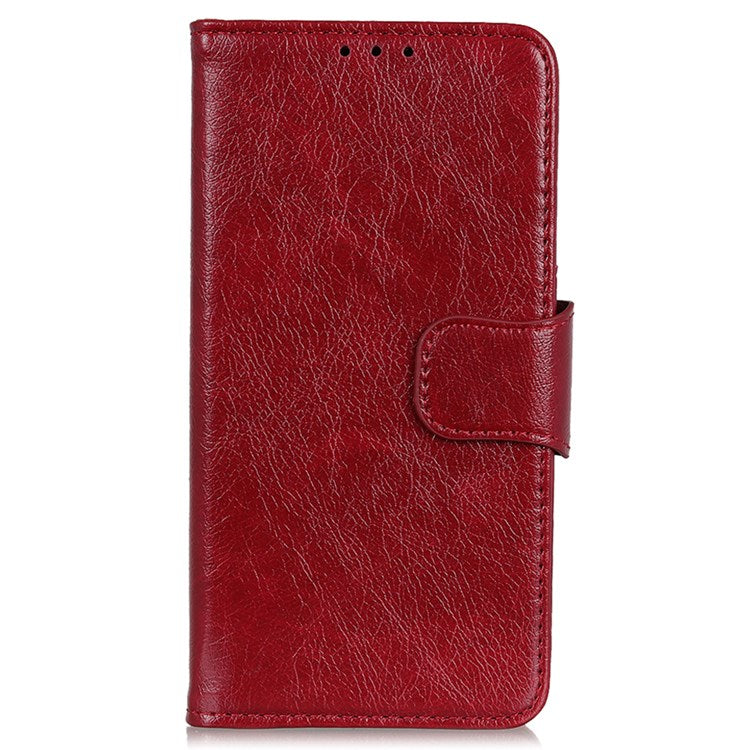 Nappa Texture Phone Case for Google Pixel 7 Pro 5G Drop-proof Split Leather Stand Wallet Cover - Red