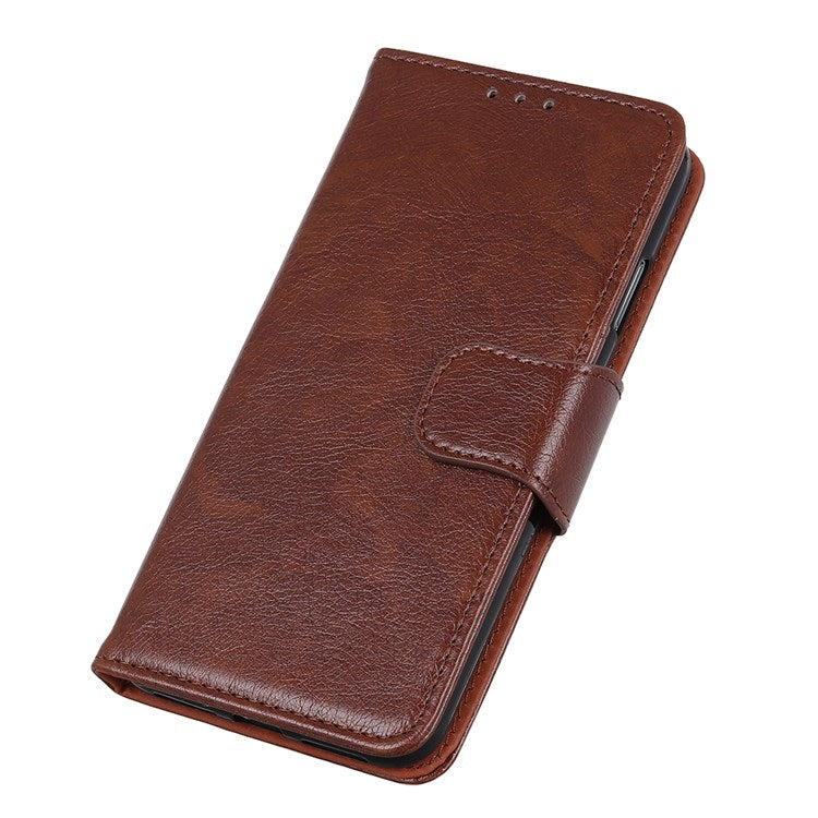 Nappa Texture Phone Case for Google Pixel 7 Pro 5G Drop-proof Split Leather Stand Wallet Cover - Brown