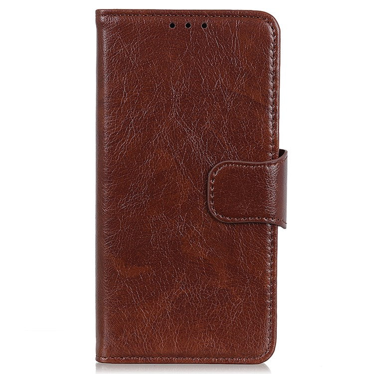 Nappa Texture Phone Case for Google Pixel 7 Pro 5G Drop-proof Split Leather Stand Wallet Cover - Brown