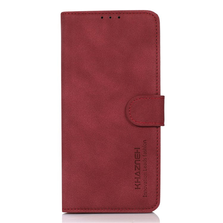 KHAZNEH Textured Leather Case for Google Pixel 7 Pro 5G Dual-sided Magnetic Clasp Stand Wallet Style Flip Phone Cover - Red