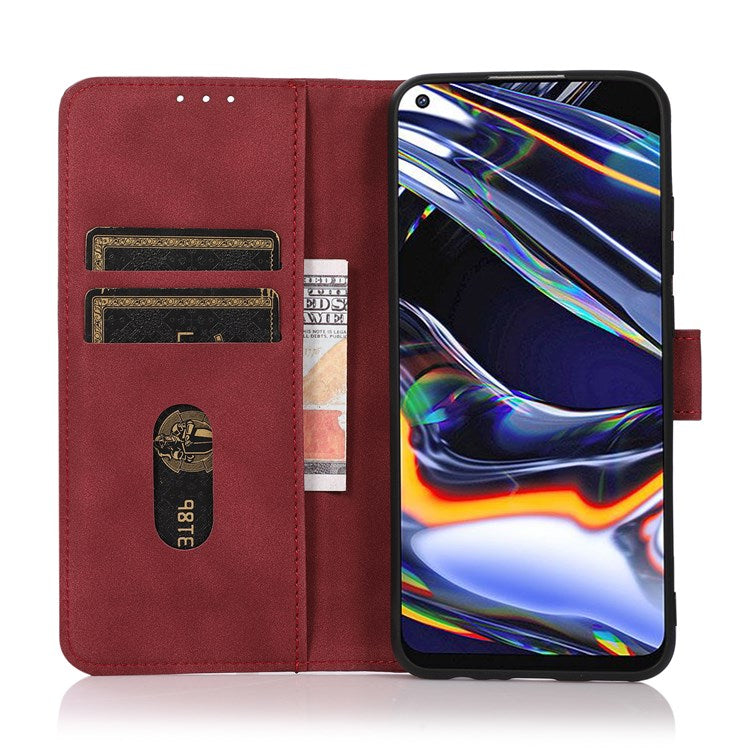 KHAZNEH Textured Leather Case for Google Pixel 7 Pro 5G Dual-sided Magnetic Clasp Stand Wallet Style Flip Phone Cover - Red