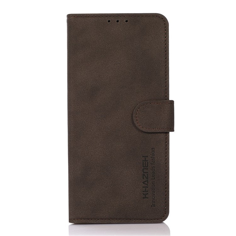 KHAZNEH Textured Leather Case for Google Pixel 7 Pro 5G Dual-sided Magnetic Clasp Stand Wallet Style Flip Phone Cover - Brown