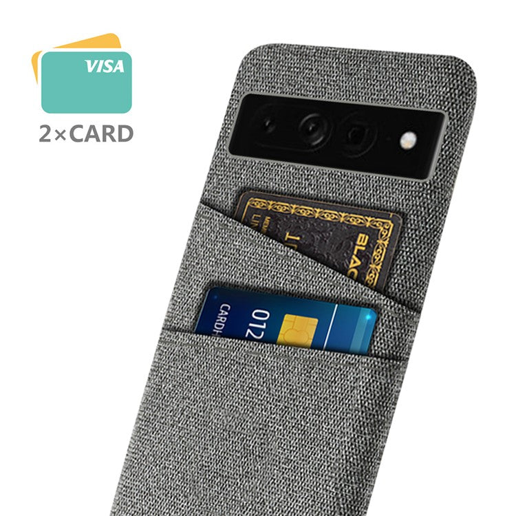 Cloth Texture PC Case for Google Pixel 7 Pro 5G Dual Card Slots Mobile Phone Protective Cover - Grey