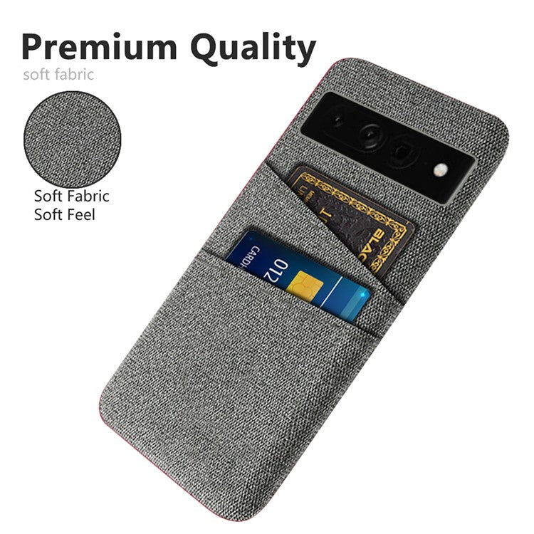 Cloth Texture PC Case for Google Pixel 7 Pro 5G Dual Card Slots Mobile Phone Protective Cover - Grey