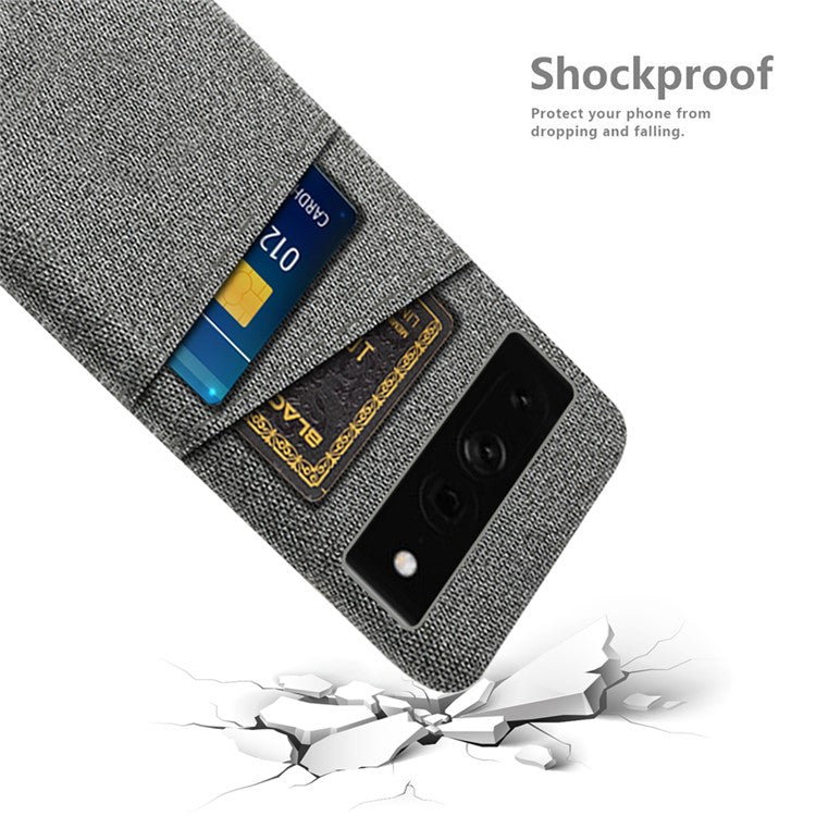 Cloth Texture PC Case for Google Pixel 7 Pro 5G Dual Card Slots Mobile Phone Protective Cover - Grey