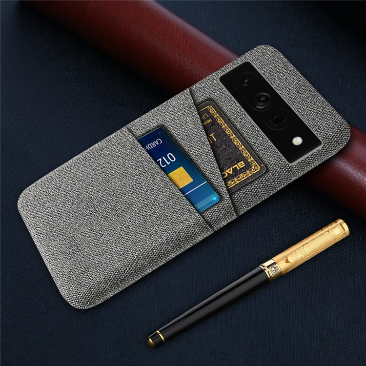 Cloth Texture PC Case for Google Pixel 7 Pro 5G Dual Card Slots Mobile Phone Protective Cover - Grey