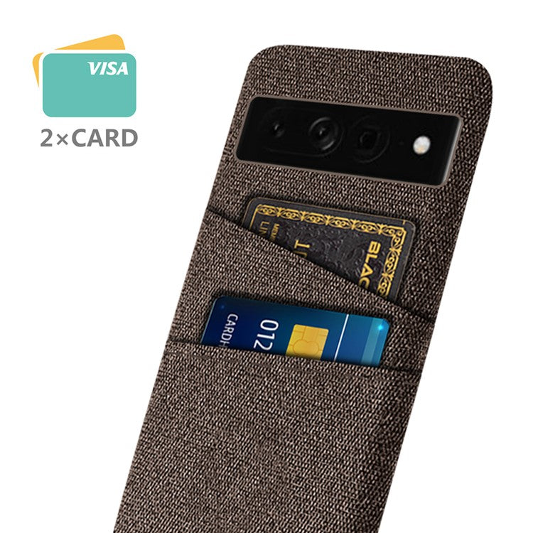 Cloth Texture PC Case for Google Pixel 7 Pro 5G Dual Card Slots Mobile Phone Protective Cover - Brown