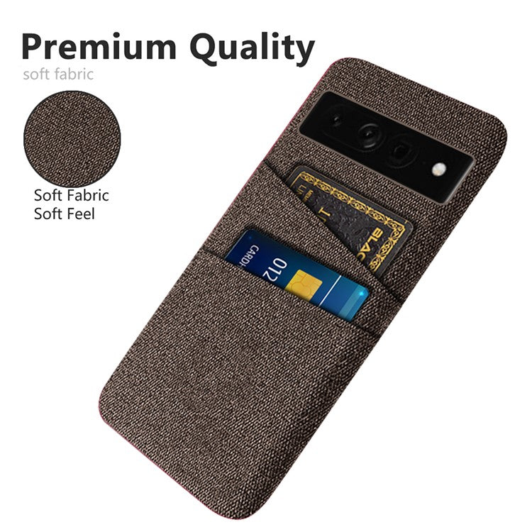 Cloth Texture PC Case for Google Pixel 7 Pro 5G Dual Card Slots Mobile Phone Protective Cover - Brown