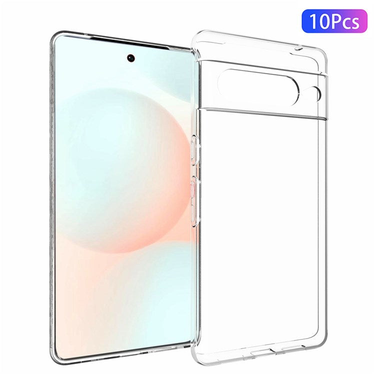 10Pcs / Pack Mobile Phone Covering for Google Pixel 7 Pro 5G, Clear TPU Phone Case Inner Watermark-Free Phone Shell