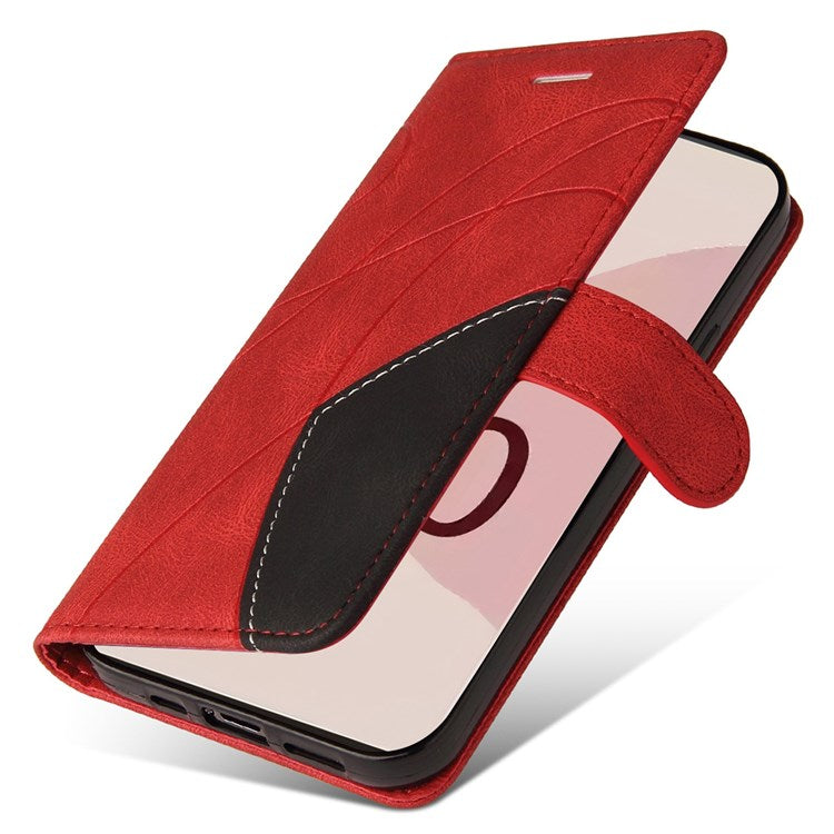 For Google Pixel 7 Pro 5G KT Leather Series-1 Dual-color Splicing Case, Bump Proof PU Leather Wallet Foldable Stand Cover with Strap - Red