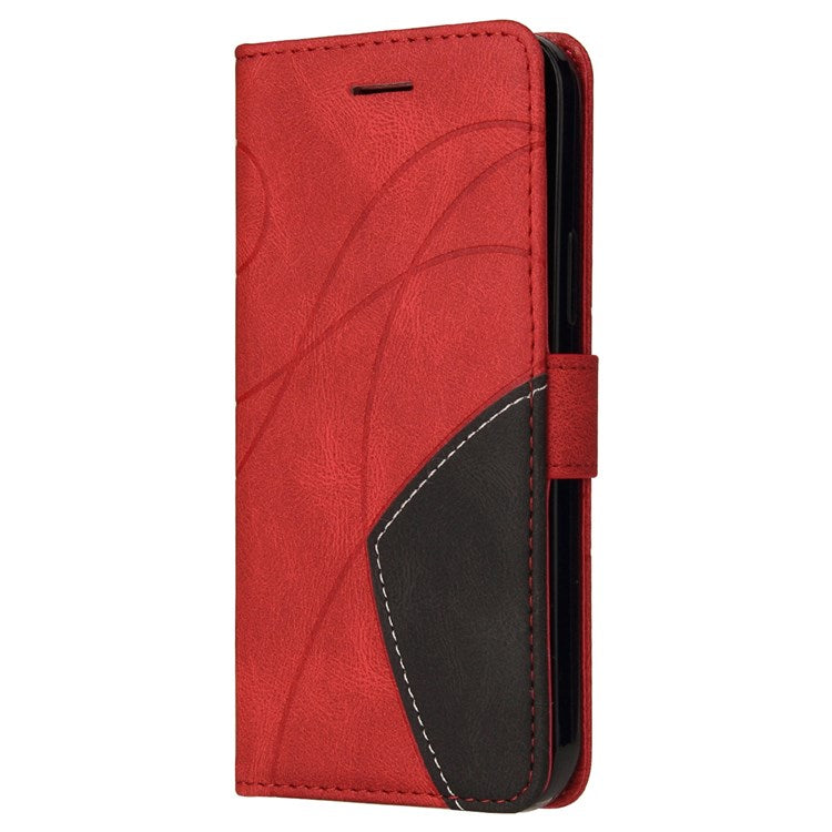 For Google Pixel 7 Pro 5G KT Leather Series-1 Dual-color Splicing Case, Bump Proof PU Leather Wallet Foldable Stand Cover with Strap - Red