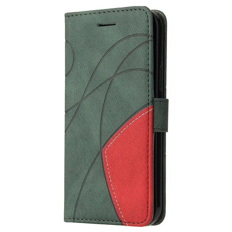 For Google Pixel 7 Pro 5G KT Leather Series-1 Dual-color Splicing Case, Bump Proof PU Leather Wallet Foldable Stand Cover with Strap - Green