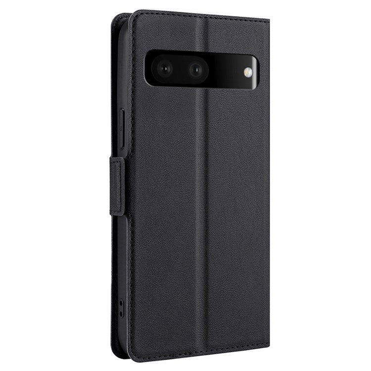 Ultra-thin PU Leather Case for Google Pixel 7 5G Drop-proof Stand Phone Cover Side Magnetic Closure Case with Card Slot - Black