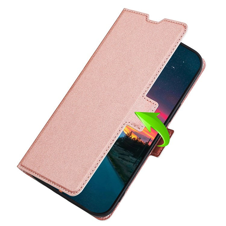 Ultra-thin PU Leather Case for Google Pixel 7 5G Drop-proof Stand Phone Cover Side Magnetic Closure Case with Card Slot - Rose Gold