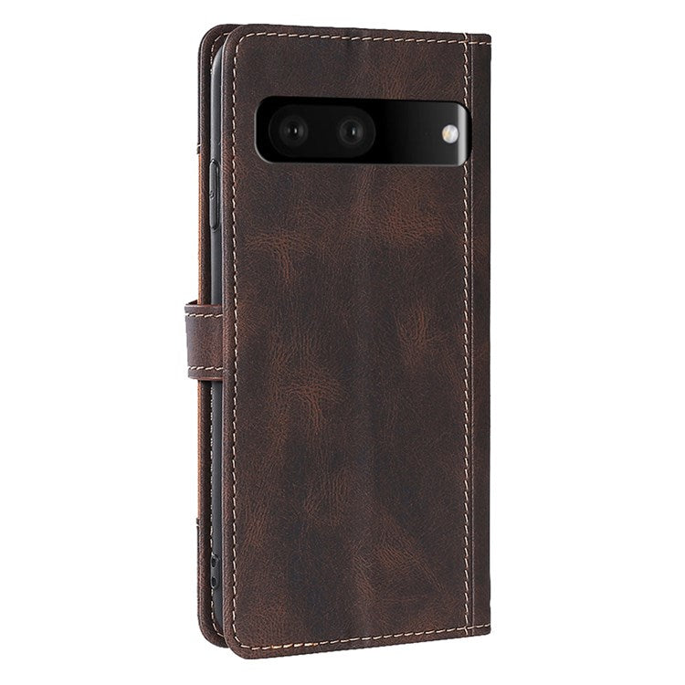 Scratch Resistant Phone Case for Google Pixel 7 5G Straw Hat Pattern PU Leather + TPU Wallet Stand Case Shell - Brown