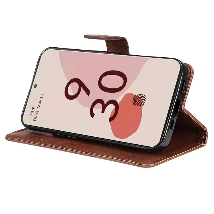 KT Leather Series-2 for Google Pixel 7 Pro 5G PU Leather Case Wallet Design Folio Stand Cover with Strap - Brown