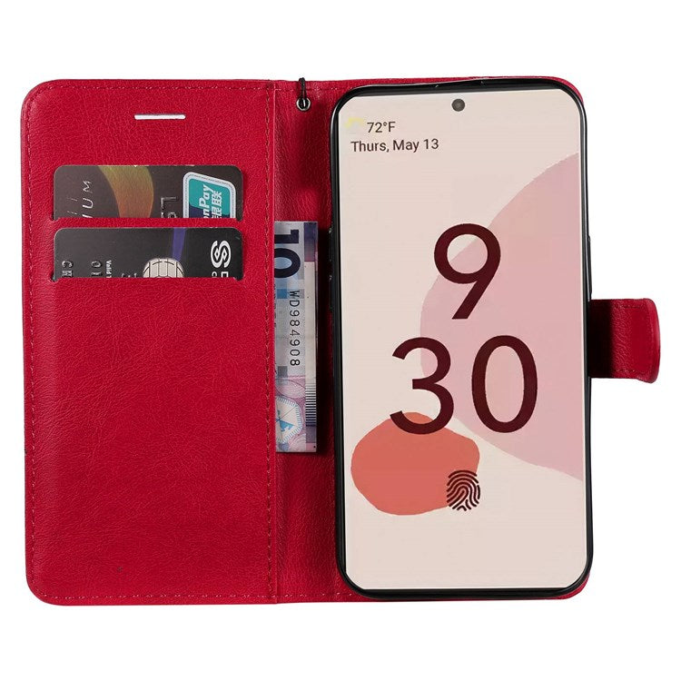 KT Leather Series-2 for Google Pixel 7 Pro 5G PU Leather Case Wallet Design Folio Stand Cover with Strap - Red