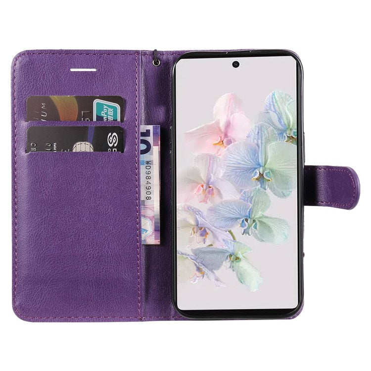 KT Leather Series-2 for Google Pixel 7 Phone Flip Cover PU Leather Dustproof Wallet Design Stand Soft Inner TPU Protective Flip Phone Case with Strap - Purple